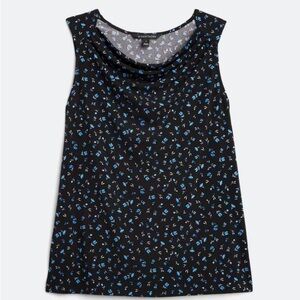 41 Hawthorn Black Blouse with Blue Floral Pattern